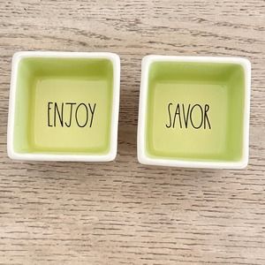 RAE DUNN Artison Collection Savor & Enjoy 3" Square Bowls - NIB